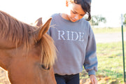 Grey "RIDE" Sweatshirt - Blue Ombre