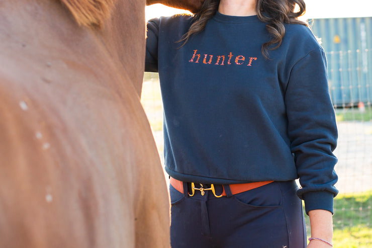 Navy "HUNTER" Sweatshirt - Rust