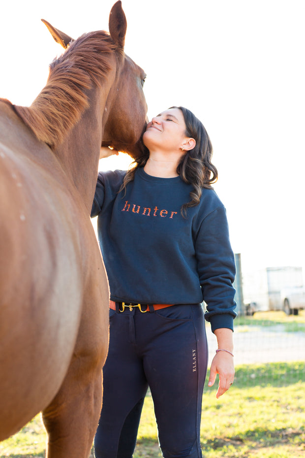 Navy "HUNTER" Sweatshirt - Rust