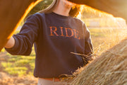 Navy "RIDE" Sweatshirt - Rust