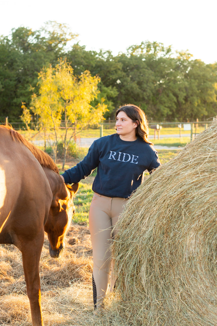 Navy "RIDE" Sweatshirt - Blue Ombre