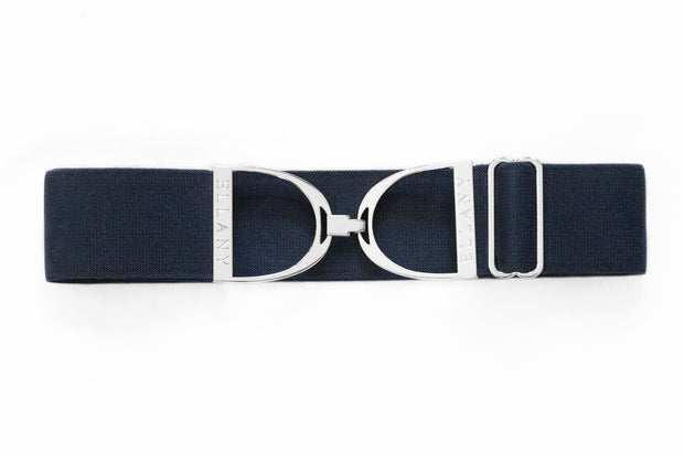 Navy - 2" Silver Stirrup Elastic Belt