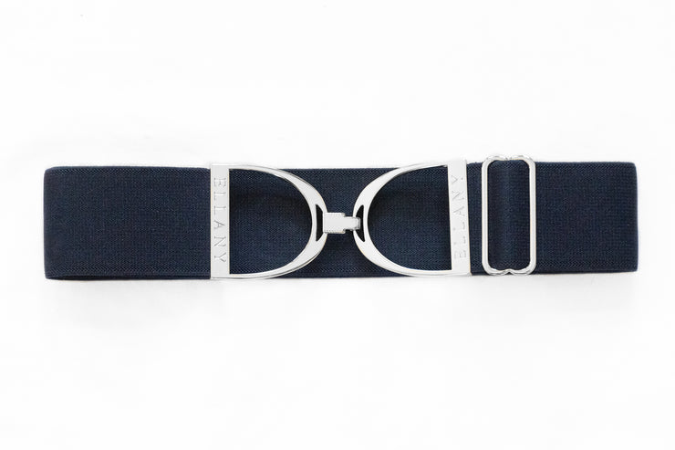 Navy - 2" Silver Stirrup Elastic Belt