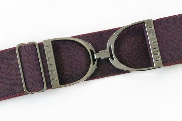 Bordeaux - 2" Gunmetal Stirrup Elastic Belt