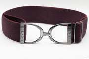 Bordeaux - 2" Gunmetal Stirrup Elastic Belt