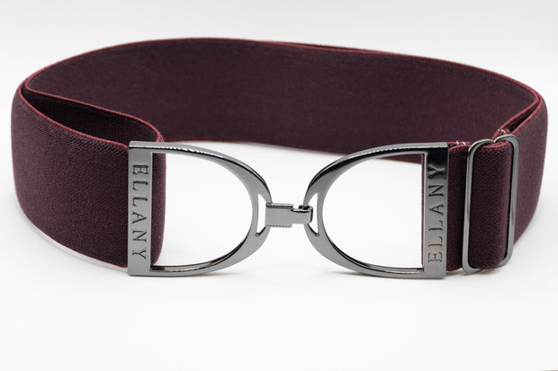 Bordeaux - 2" Gunmetal Stirrup Elastic Belt
