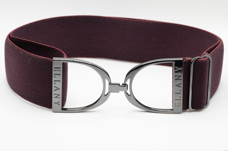 Bordeaux - 2" Gunmetal Stirrup Elastic Belt