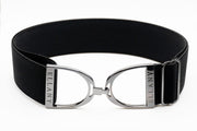 Black - 2" Gunmetal Stirrup Elastic Belt