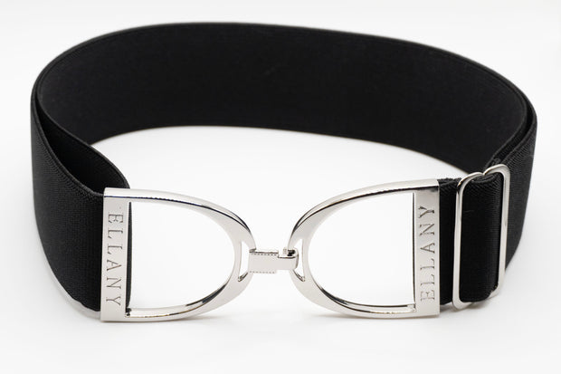 Black - 2" Silver Stirrup Elastic Belt