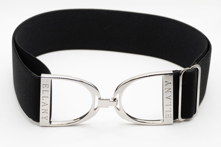 Black - 2" Silver Stirrup Elastic Belt