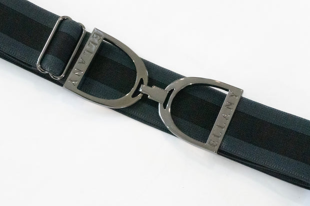 Charcoal Stripes - 1.5" Gunmetal Stirrup Elastic Belt