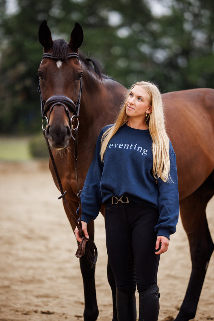 Navy "EVENTING" Sweatshirt - Blue Ombre