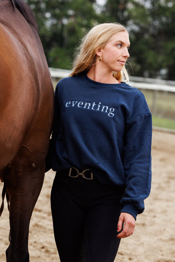 Navy "EVENTING" Sweatshirt - Blue Ombre