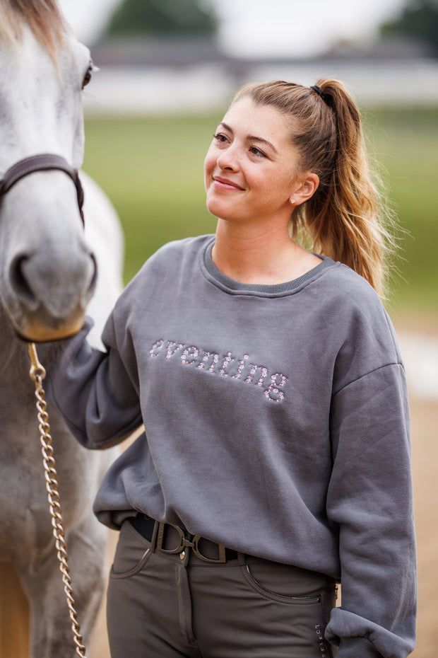 Grey "EVENTING" Sweatshirt - Purple