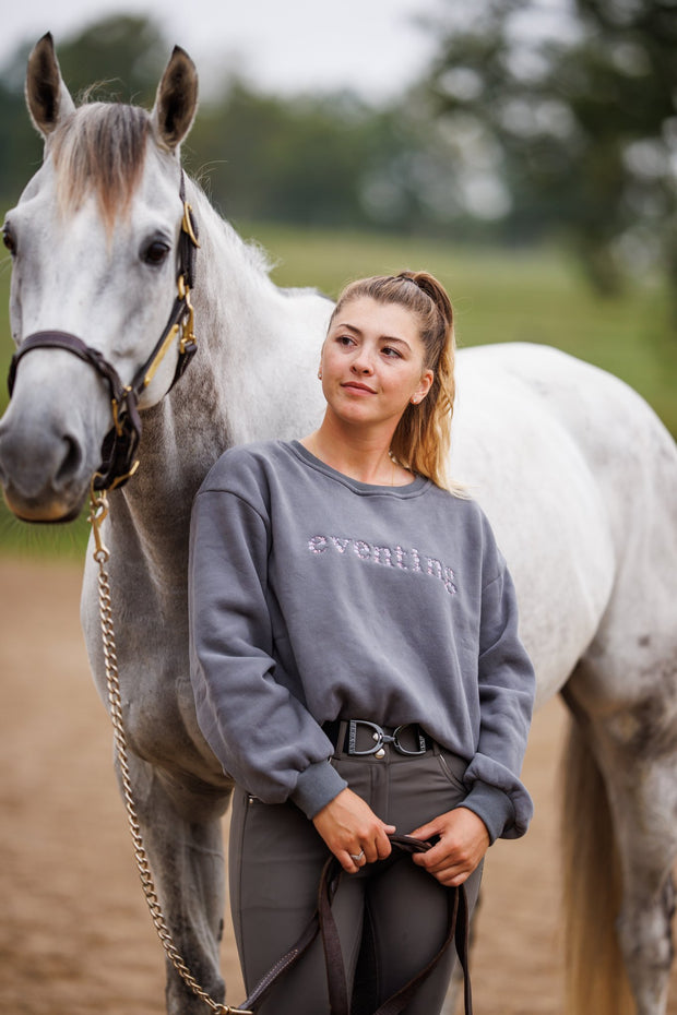 Grey "EVENTING" Sweatshirt - Purple