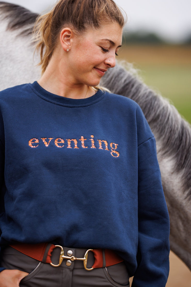 Navy "EVENTING" Sweatshirt - Rust