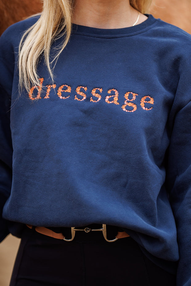 Navy "DRESSAGE" Sweatshirt - Rust