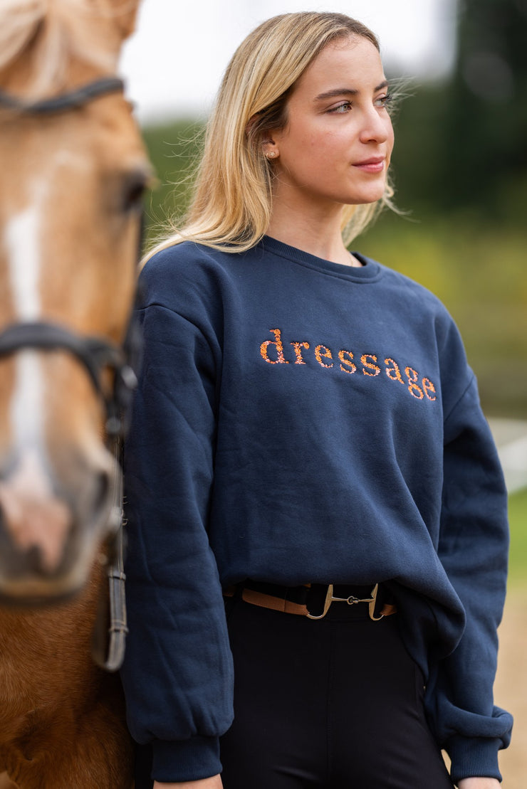 Navy "DRESSAGE" Sweatshirt - Rust