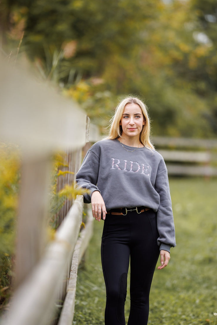 Grey "RIDE" Sweatshirt - Purple