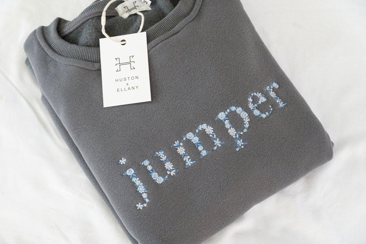 Grey "JUMPER" Sweatshirt - Blue Ombre