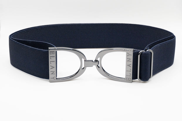 Navy - 1.5" Gunmetal Stirrup Elastic Belt