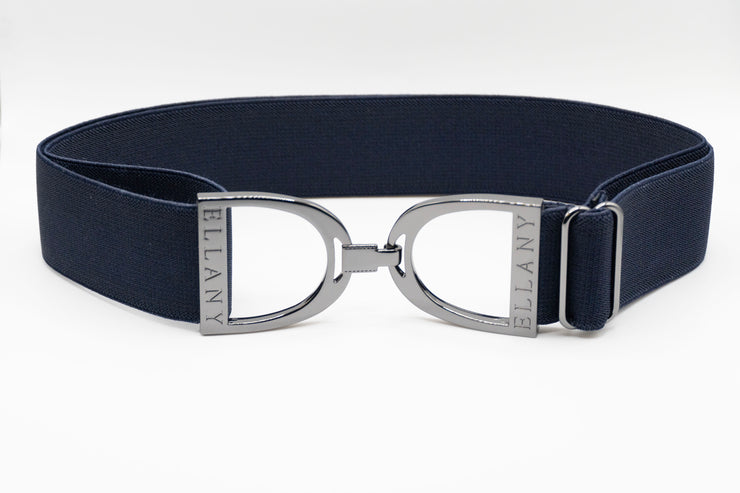 Navy - 1.5" Gunmetal Stirrup Elastic Belt