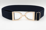 Navy - 1.5" Gold Stirrup Elastic Belt