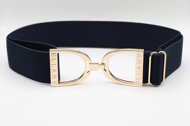 Navy - 1.5" Gold Stirrup Elastic Belt