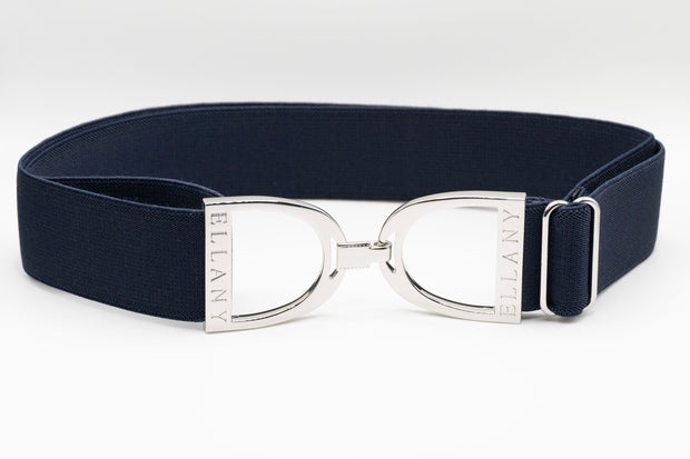 Navy - 1.5" Silver Stirrup Elastic Belt