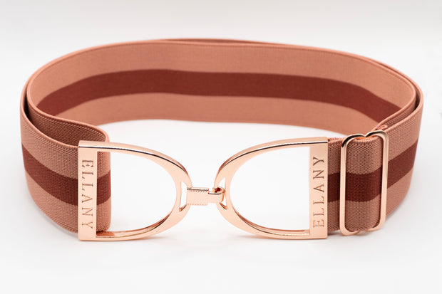 Rose Stripes - 2" Rose Gold Stirrup Elastic Belt