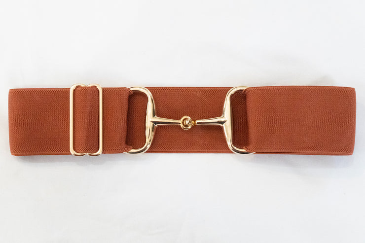 Rust - 2" Gold Snaffle Elastic Belt