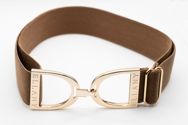 Toffee- 1.5" Gold Stirrup Elastic Belt