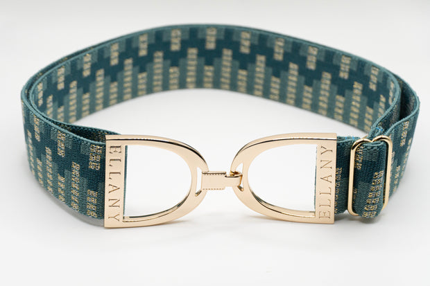 Teal Lyndon - 1.5" Gold Stirrup Elastic Belt
