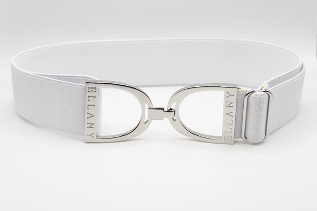 White - 1.5" Silver Stirrup Elastic Belt