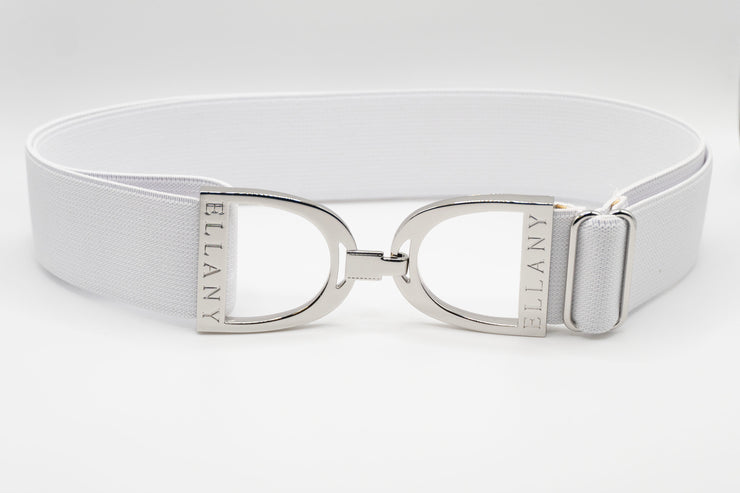 White - 1.5" Silver Stirrup Elastic Belt