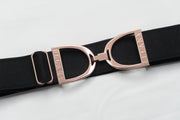 Black - 1.5" Rose Gold Stirrup Elastic Belt