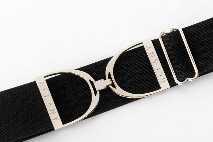 Black - 2" Silver Stirrup Elastic Belt